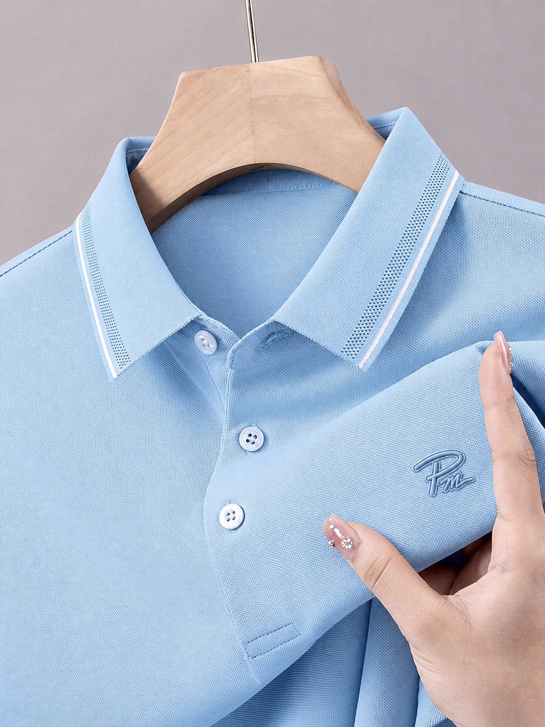 100% Knitting Dying PK Cotton Polo Shirt [Pm-Sky Blue]