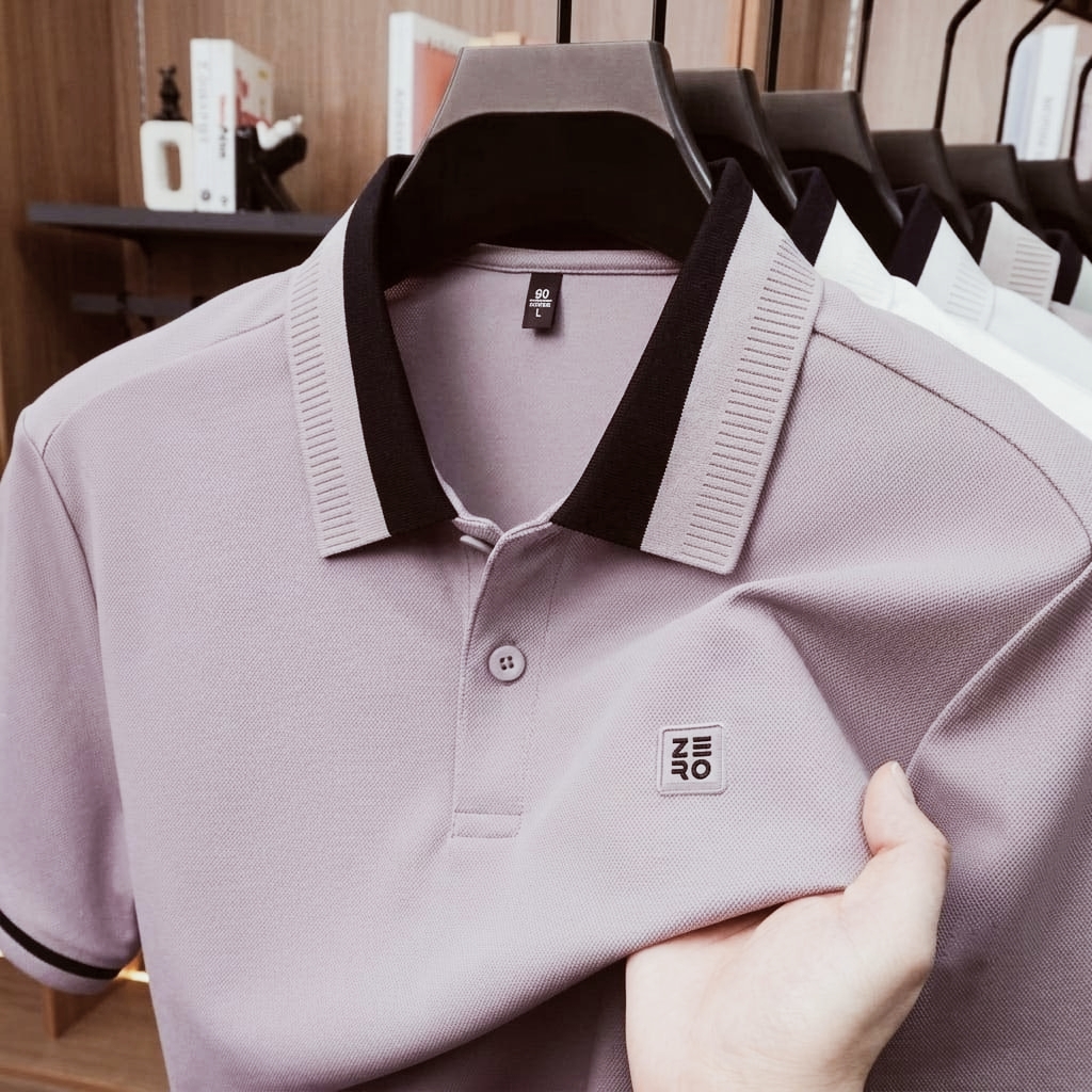100% Knitting Dying PK Cotton Polo Shirt [Zero-Dusty Purple]